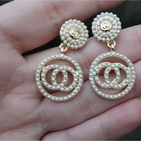 New Gold White Pearl Earrings EarRing - Picture 5 of 8